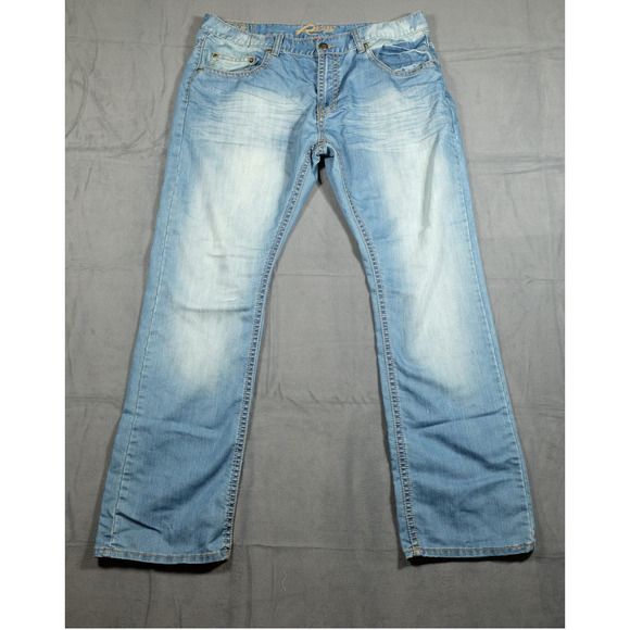 Request Other - Request Jeans Mens Thick Stitch Medium Wash Denim 40x33.5 Distressed Straight